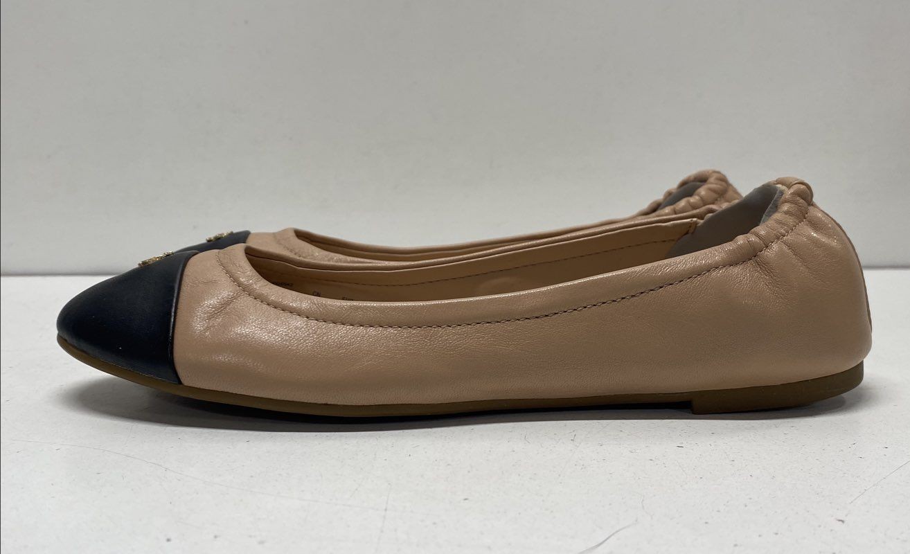 Coach Beige & Black Solid Ballet Flat Flats Women… - image 1