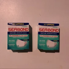 2~SeaBond Fresh Mint Upper Denture Adhesive Seals 30ct