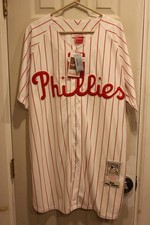 white pinstriped 1950 Philadelphia Phillies Richie Ashburn (1) stitched button-d