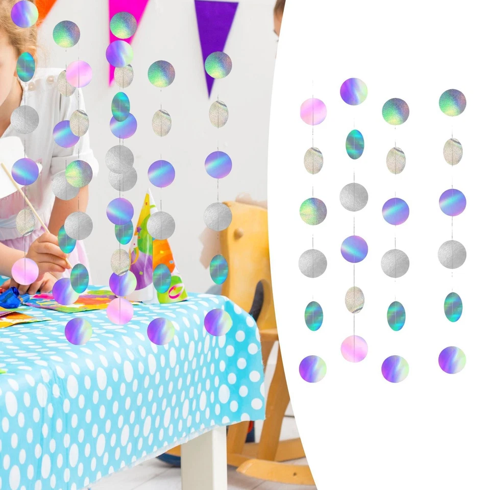 Guirnaldas circulares holográficas de 4 piezas decoraciones de fiesta para decoración de compromiso Foto 3 de 4