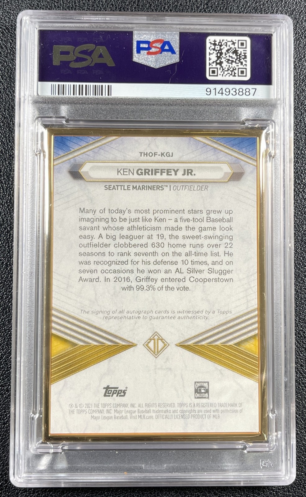 KEN GRIFFEY JR. PSA 9 2021 TOPPS TRANSCENDENT HALL OF FAME HOF AUTO EMERALD 3/5 view 2