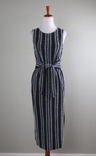 ANN TAYLOR LOFT NWT $79 Fringe Striped Sleeveless Tie Waist Midi Dress Size XS