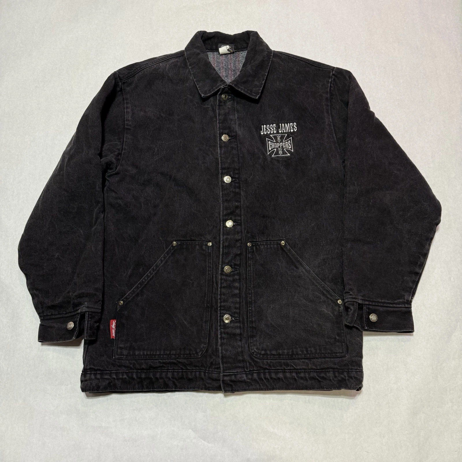 Vintage West Coast Choppers Chore Work Jacket Embroidered Medium Long Beach CA image 1