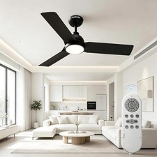 42" Ceiling Fan Light Remote Black 6 Speed Reversible DC Motor Dimmable LED