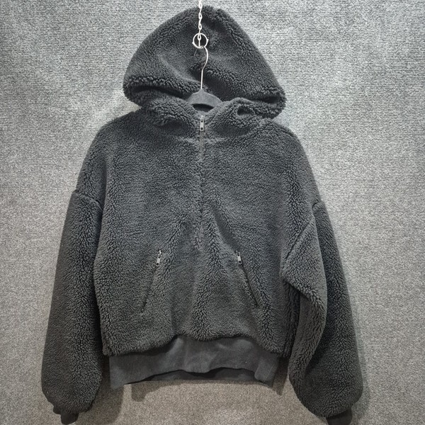 Rockwear Size 8 Black Sherpa Bomber Jacket Hooded Zip