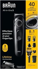 Braun Series 3 All-in-One 8-in-1 Electric Beard Trimmer Kit & Razor AIO3470 -New