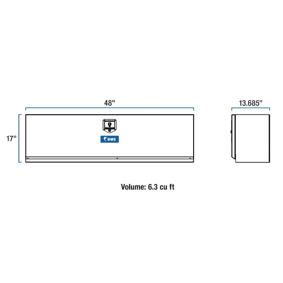 UWS Universal Rear Bright Aluminum 48" Single Door Top Side Mount Truck Tool Box Foto 2 de 4