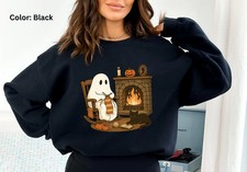 Cute Halloween Ghost Sweatshirt Vintage Spooky Fall Autumn Apparel Gift Idea
