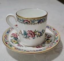 1 Set Coalport Ming Rose Demitasse Cup and Saucer Gold Base