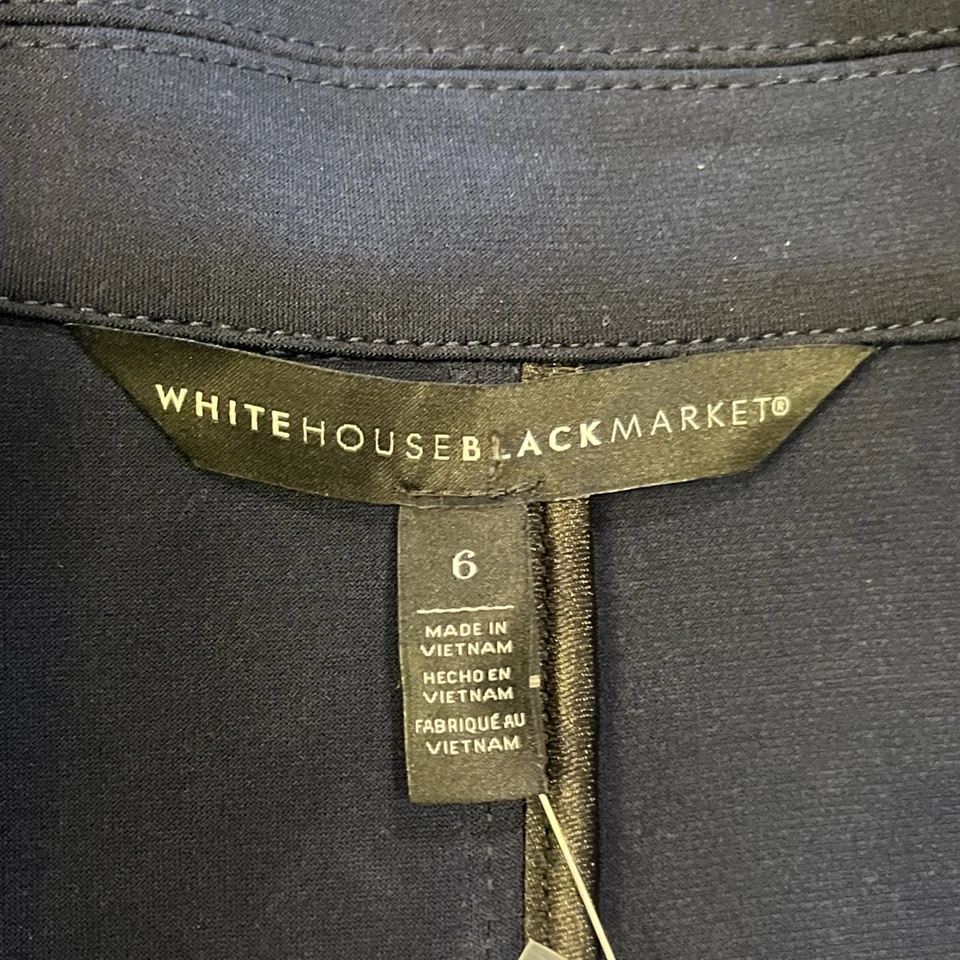 Blazer Casa Blanca Mercado Negro Clásico Azul Marino Talla 6 Elástico Un Botón Nuevo con Etiquetas  Foto 3 de 4