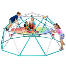 10FT Outdoor Jungle Gym for Kids Climbing Dome with Hammock Geometric Anti-Rust