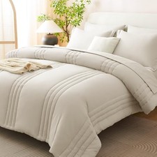 Size Comforter Sets - 7 Piece Bed in a Bag Comforter Set with Queen Beige