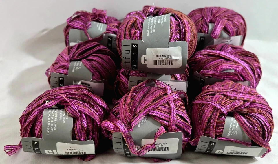 Artful Hilos CINE 10 Madejas Paquete Magenta Cobre Metálico CINTA NOVEDAD HILO Foto 2 de 4