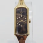 Seiko Watch Women 12mm Black & Gold Dial Gold Tone Rectangle 2E20-5179 New Batt