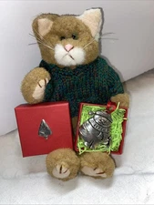 Fat Cat Pewter Christmas Holiday Ornament “Joyful” Wishes