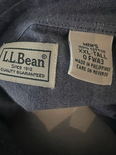LL Bean Men’s Button Down Shirt Classic Oxford Blue Long Sleeve 100% Cotton XXLT - Picture 8 of 8