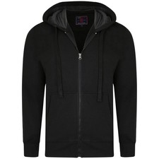 Kam Big Mens Black Zip Through Sweatshirt Hoodie Sizes 2XL 8XL