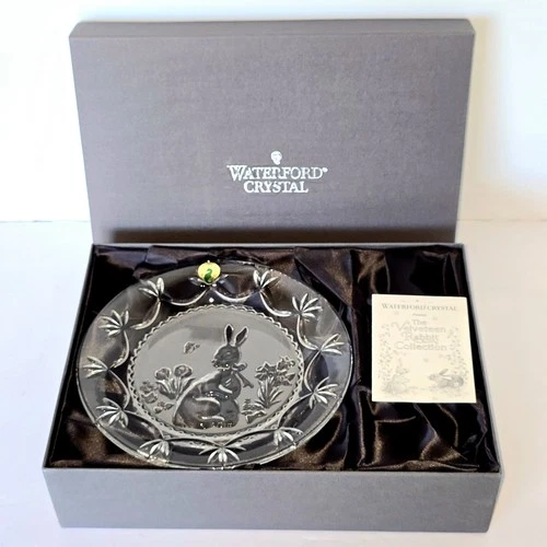 Waterford Crystal 8" Velveteen Rabbit Plate Etched Cut Glass Easter Bunny W/ Box