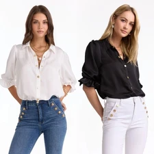 Monroe Silky Bodysuit - Black, White  THE NOLI SHOP