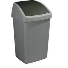 Kosz na śmieci Sunware Delta z wahadłową pokrywą 50 litrów,39,5x34,5x66,5cm-metal/czarny