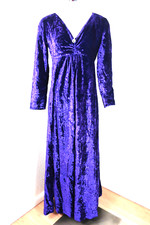 Vintage DOLCE & GABBANA Velvet Purple Gemstone Long Sleeve Gown Dress M 42 6 7 8