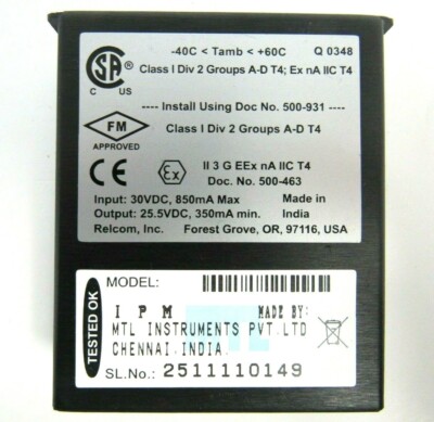 Relcom MTL IPM Isolated Fieldbus Power Module 48-4