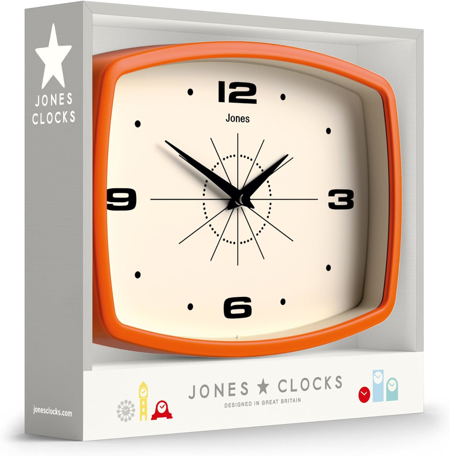 JONES CLOCKS&reg; Movie Retro Wall Clock - Square Clock - Rectangular Clock - Clock