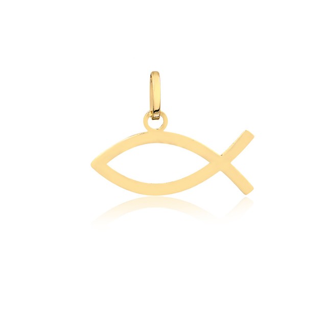 18k Solid Yellow Gold Christian Fish Pendant/Charm for Necklace for