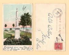 1906 MARQUETTE MONUMENT ST IGNACE MICH UDB POSTCARD + NORTH ROBINSON OHIO DPO