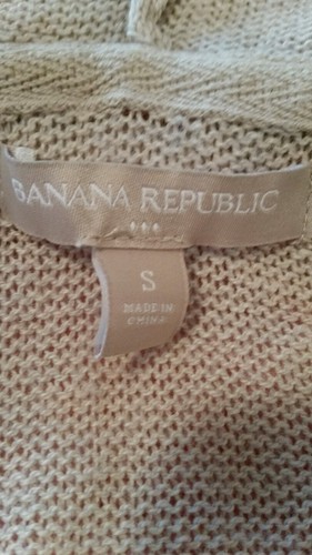 Banana Republic Sweater Full Zip Hoodie Khaki Orange Stitch Rabbit blend S - Picture 3 of 4