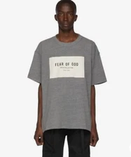 Rare FEAR OF GOD Sixth Collection Box Logo Grey Gray T-Shirt Tee Shirt BOGO sz S