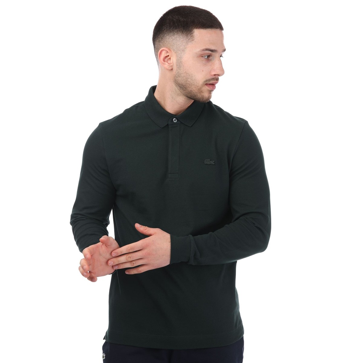 Men's Lacoste Smart Paris Regular Fit Long Sleeve Polo Shirt in Green - Main Image
