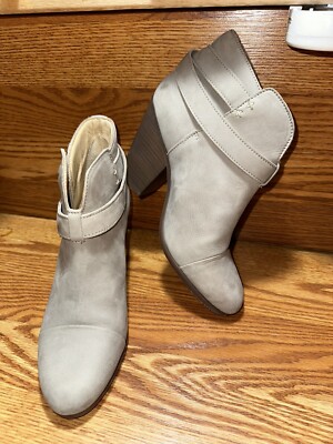 RAG & BONE Womens Taupe Suede Wolfe Grey Wrap Around Pushpin Harrow Booties 38