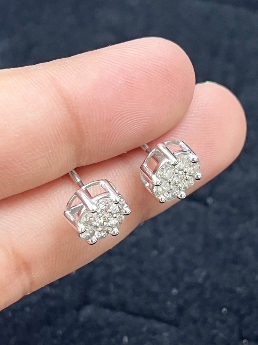 10K Gelbgold Echte Runde Diamant Unisex Cluster Kreis
