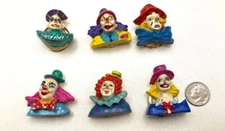 Vintage Handpainted Clown Button Covers 6 Different Adorable Clowns
