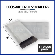 1-10000 6 x 9 "EcoSwift" Poly Mailers Envelopes Plastic Shipping Bags 2.35 MIL