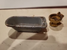 ANTIQUE 1920'S DOLLHOUSE CAST IRON KILGORE 11 BATH TUB With Comode