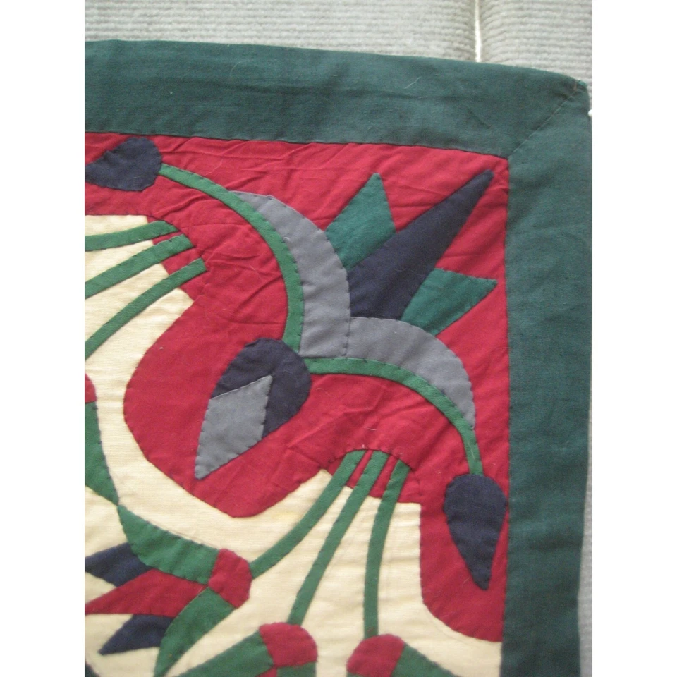 Apliques hechos a mano edredón floral decoración de pared artesanal cosido 42 x 42 pulgadas mancha Foto 4 de 4