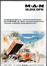 M.A.N. 15.212 DFK Three Axle 3 Way Tipper 1965-66 German Market Foldout Brochure