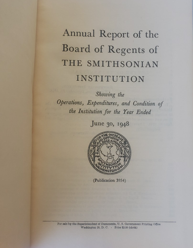 Annual Report of the Smithsonian Institute 1897, 1904,1915-1918,1922,1942, 1950 - Picture 11 of 19