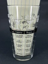 VINTAGE Libbey BLACK Glass Cocktail Bartender Drink Recipes Measurements BAR 