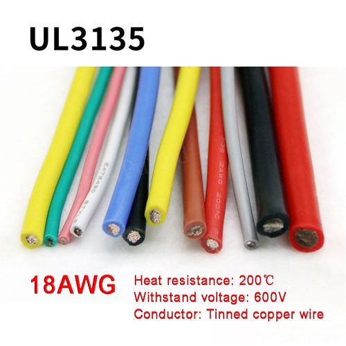 Cable de silicona 18 AWG 0,76 mm2 Alta Flexibilidad Cable de 9 Colores Disponible |