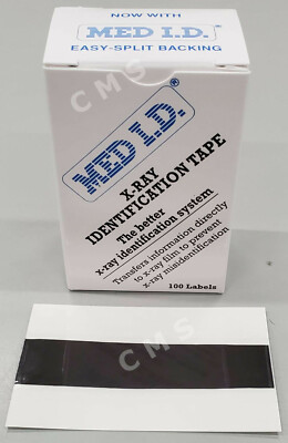 MED ID X-Ray Identification Tape 2'' (3/4'' Writeable) 3'' Strips 100/BX X-Rite USA