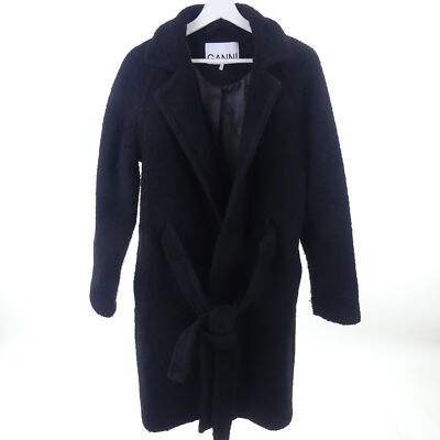 GANNI Mantel Coat Bouclé Schwarz Gr. 36