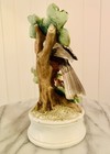 Porcelain Red Robin Flowered Dogwood Branch 6" Figurine w/Pedestal Base Vintage — photo 4