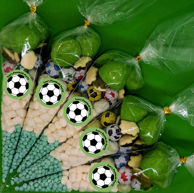 Personalisierte vorgefüllte süße Zapfen mit Fußballmotiv große Kinderpartytüten