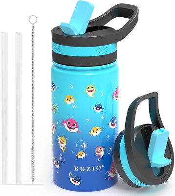 Buzio Kinder Baby Hai Thermo Trinkflasche Warm Kalt 400ml 14oz & Extra Deckel NEU