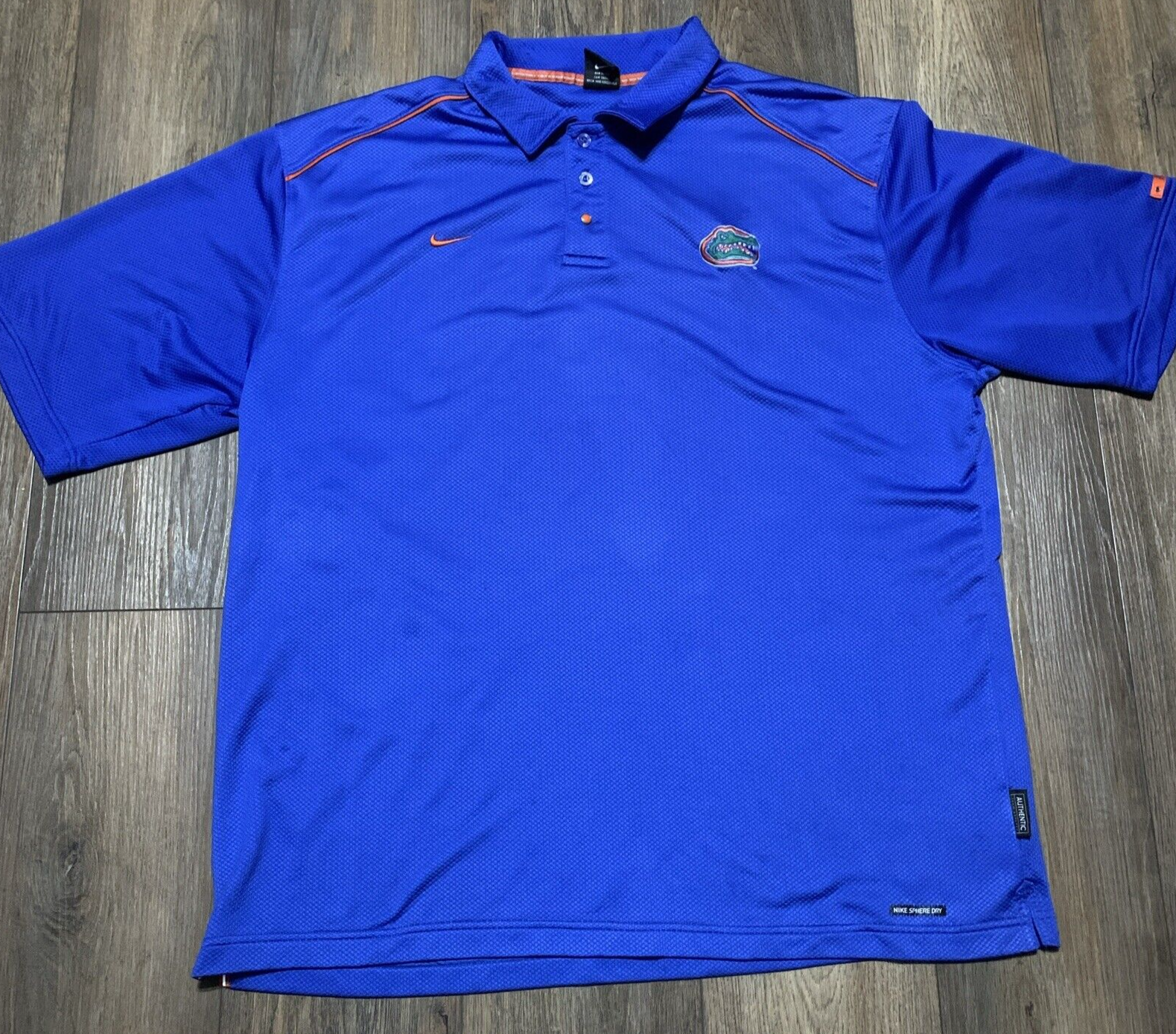 VTG Florida Gators Polo Shirt Men's XXL Blue Orange Logo Nike Team Fit Dry