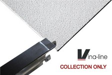 White Sandtone Texture Ceiling Tiles 595x595 and Black Grid Per 5m2 Complete Kit