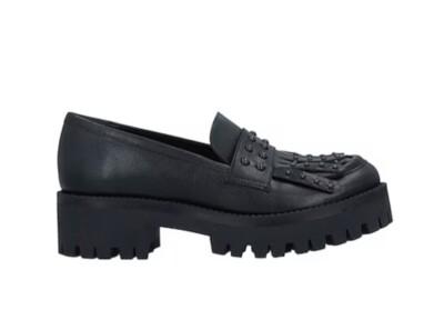 POLLINI Loafers Black Leather shoes size Eur 39 Italian NIB $223 made in Italy